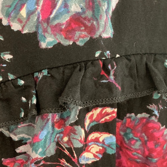 April Cornell Black Blouse with multi Blue Floral Design - Picture 5 of 6